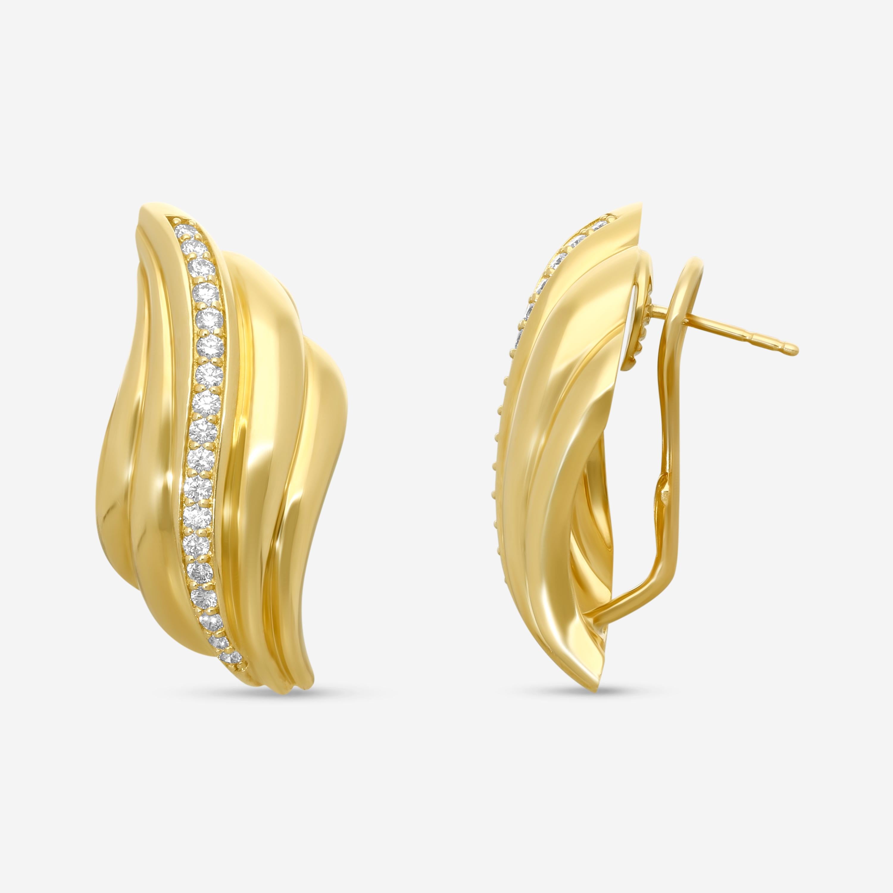 Roberto Coin Des Gold Croissant 18K Yellow Gold Diamond Earrings 111498AYER