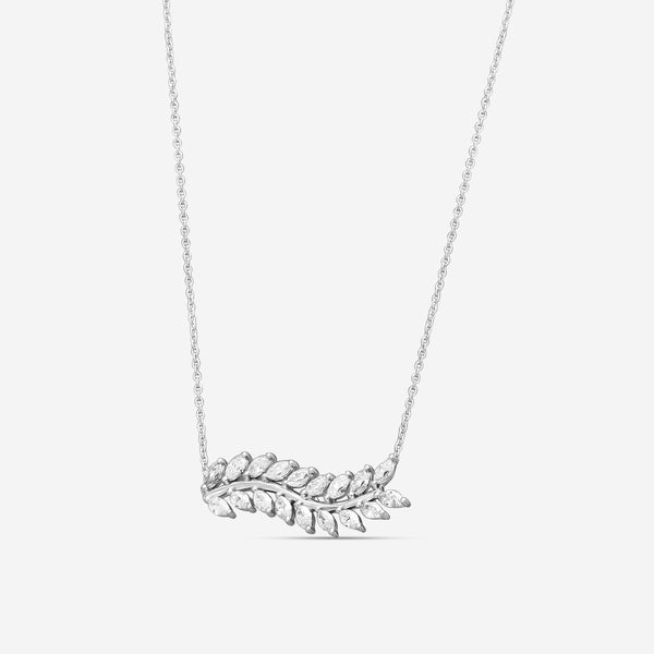 Roberto Coin 18K White Gold Diamond Marquise Leaf Pendant Necklace 111513AWCHX0 - THE SOLIST