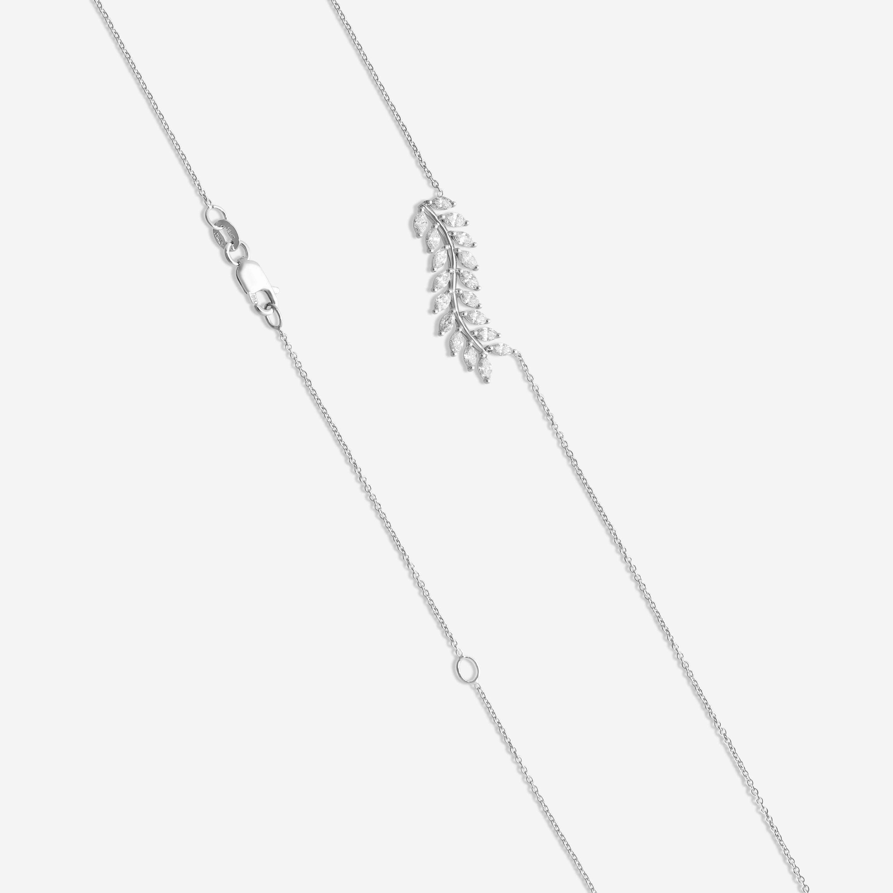 Roberto Coin 18K White Gold Diamond Marquise Leaf Pendant Necklace 111513AWCHX0 - THE SOLIST