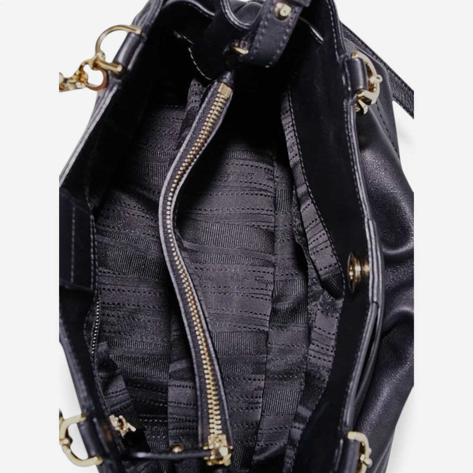 Salvatore Ferragamo 547641 Florence Gancini Black With Chain Tote Bag MSRP $2000 - THE SOLIST