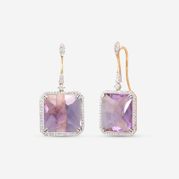 Casato 18K Yellow Gold, Amethyst and Diamond 1.02ct. tw. Vintage Style Drop Earrings 1198028