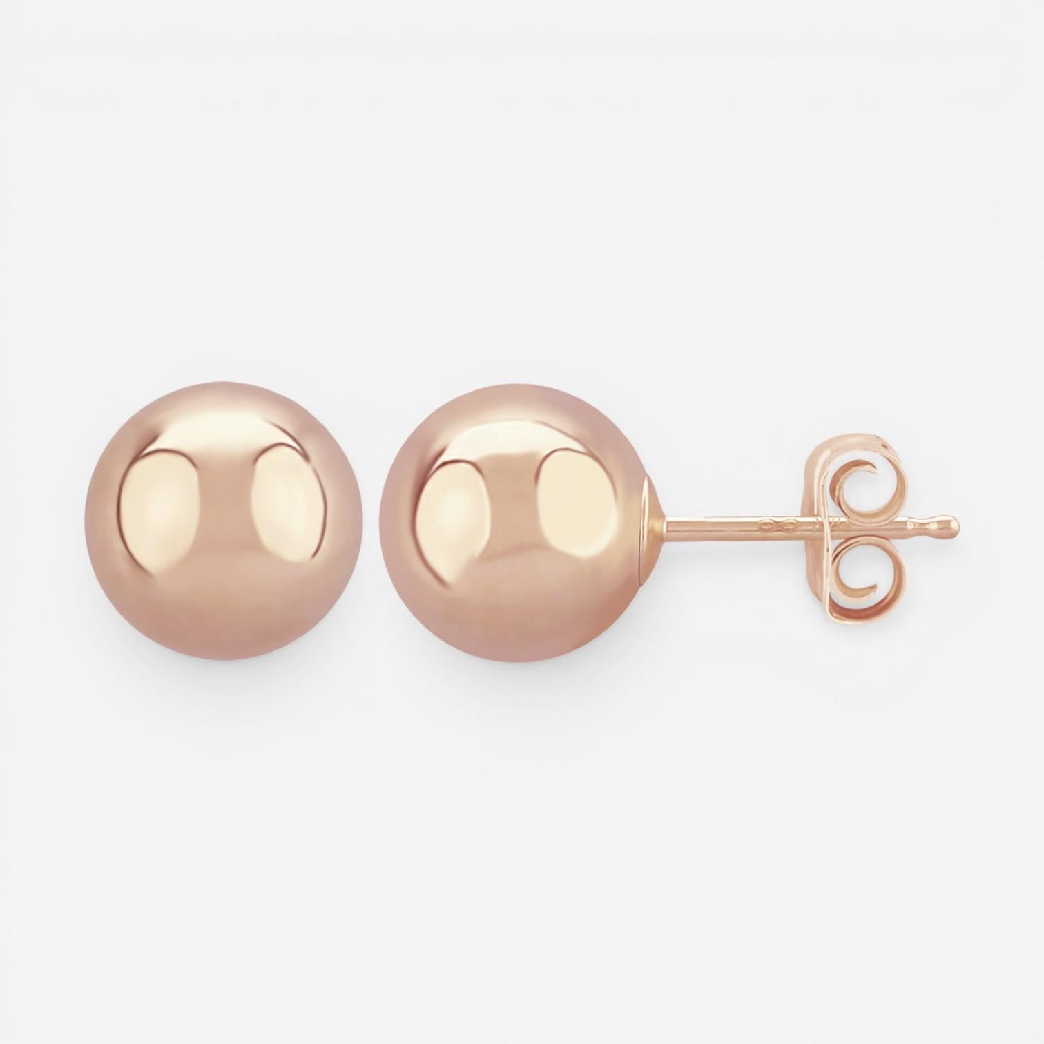 14K Rose Gold 8mm Ball Stud Earrings 12/131R - THE SOLIST