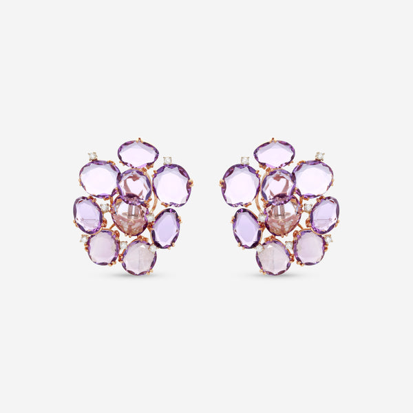 Casato 18K Yellow Gold, Amethyst and Diamond French Clip Earrings 1203192