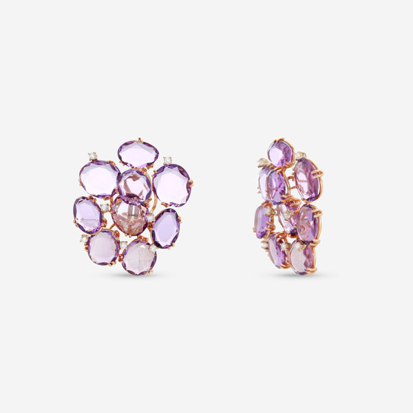 Casato 18K Yellow Gold, Amethyst and Diamond French Clip Earrings 1203192