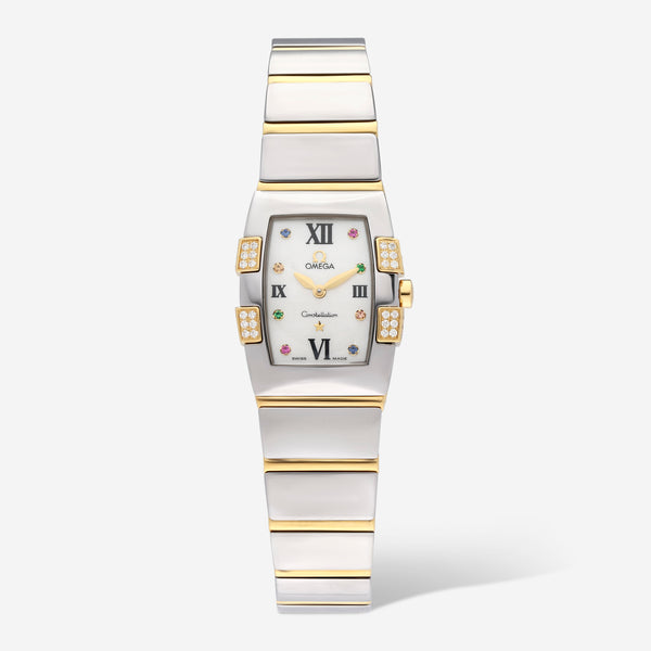 Omega Constellation Quadrella 18k Yellow Gold/Steel Diamond Quartz Ladies Watch 1284.79.00