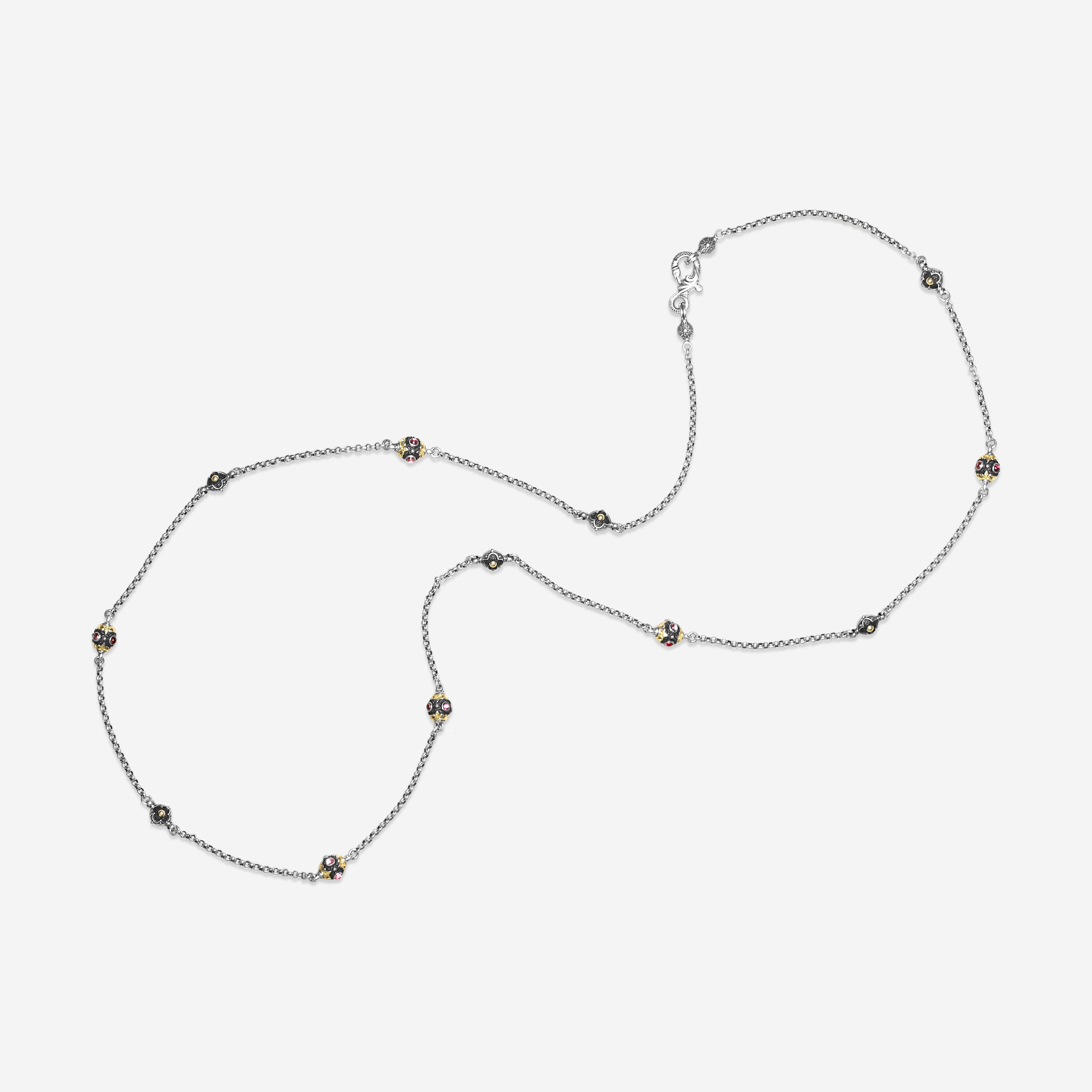 Konstantino Nemesis Sterling Silver and 18K Yellow Gold with Tourmaline Statement Necklace KOMK4724-126-CAB-36 6U - THE SOLIST