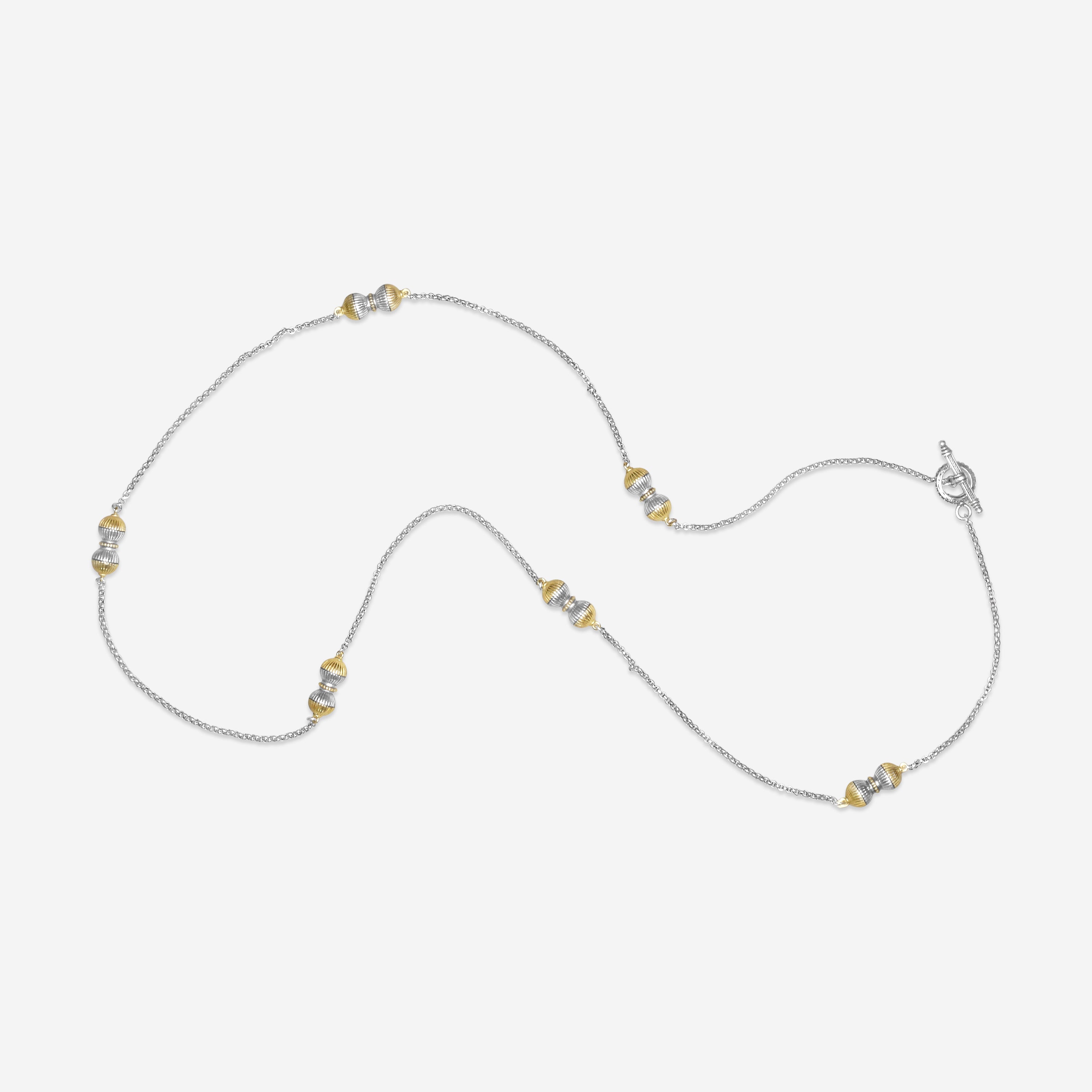Konstantino Hebe Sterling Silver and 18K Yellow Gold Station Necklace KOKJ432-130-366U