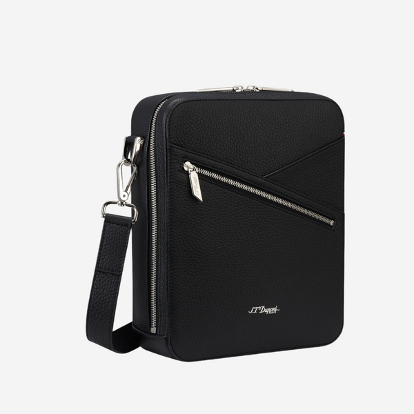 S.T. Dupont Line D Black Leather Crossbody Cigar Pouch 141003