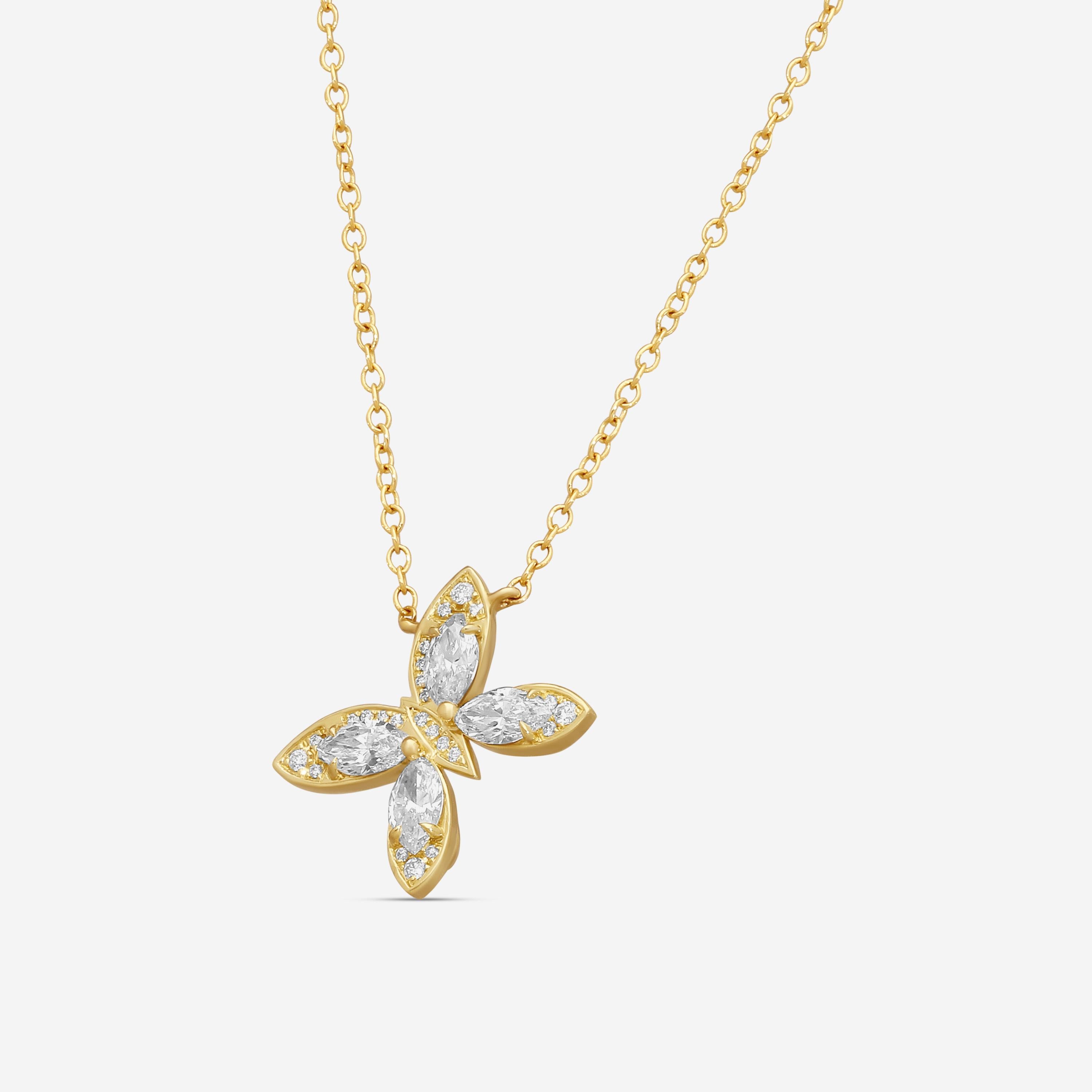 Lugano 18K Yellow Gold Butterfly Diamond Necklace 1432220
