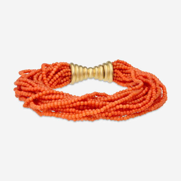 Assael Corallia Sciacca Coral & 18K Yellow Gold Multi-Strand Bracelet B-SC00017
