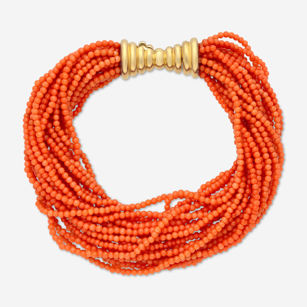 Assael Corallia Sciacca Coral & 18K Yellow Gold Multi-Strand Bracelet B-SC00017