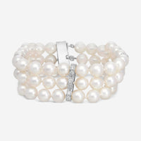 Assael 18K White Gold Japanese Akoya Cultured Pearl & Diamond Bracelet B1194 - THE SOLIST