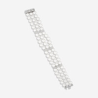 Assael 18K White Gold Japanese Akoya Cultured Pearl & Diamond Bracelet B1194 - THE SOLIST