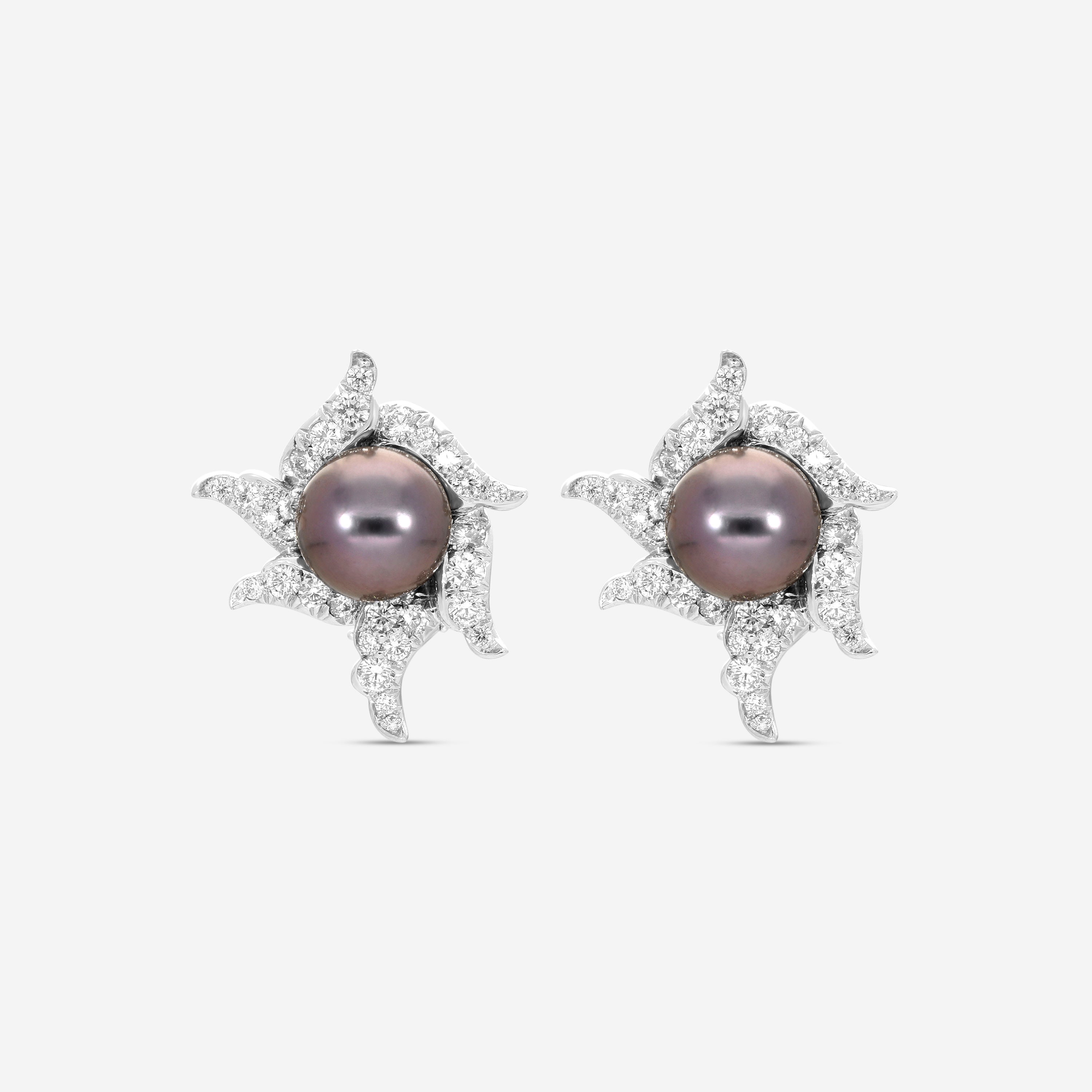 Assael Angela Cummings Platinum & 18K White Gold Pearl & Diamond Wave Earrings ACE0051