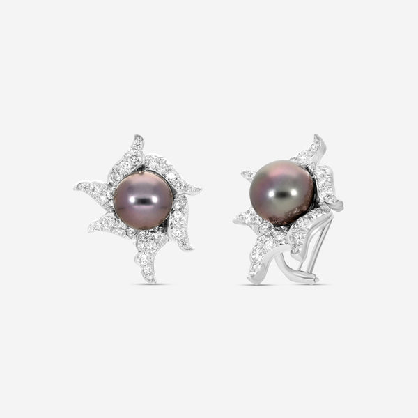 Assael Angela Cummings Platinum & 18K White Gold Pearl & Diamond Wave Earrings ACE0051