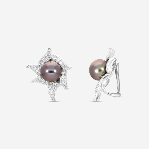 Assael Angela Cummings Platinum & 18K White Gold Pearl & Diamond Wave Earrings ACE0051