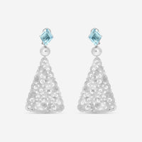 Assael Platinum Aquamarine, Grey Jadeite & Tahitian Natural Color Cultured Pearl Drop Earrings ECO-TJD00003 - THE SOLIST