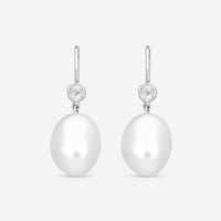 Assael 18K White Gold Diamond & South Sea Baroque Pearl Drop Earrings E5277