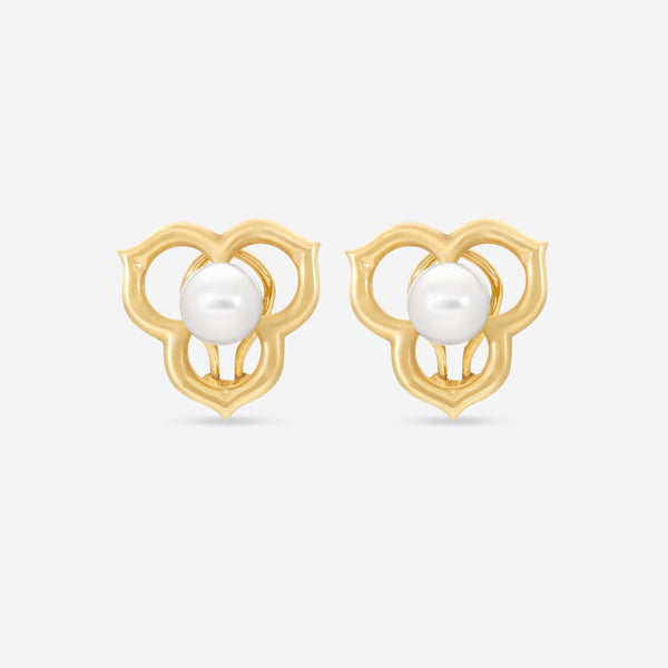 Assael Angela Cummings 18K Yellow Gold Akoya Pearl Open Petal Earrings ACE0163