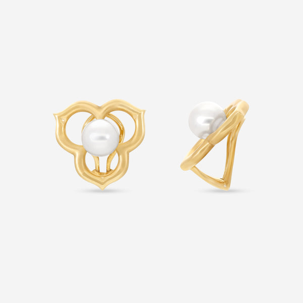 Assael Angela Cummings 18K Yellow Gold Akoya Pearl Open Petal Earrings ACE0163