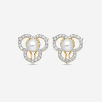 Assael 18K Yellow Gold Diamond & Japanese Akoya Cultured Pearl Open Petal Earrings ACE0170 - THE SOLIST