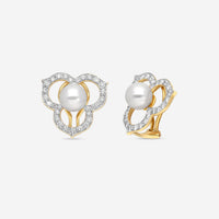Assael 18K Yellow Gold Diamond & Japanese Akoya Cultured Pearl Open Petal Earrings ACE0170 - THE SOLIST