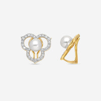 Assael 18K Yellow Gold Diamond & Japanese Akoya Cultured Pearl Open Petal Earrings ACE0170 - THE SOLIST