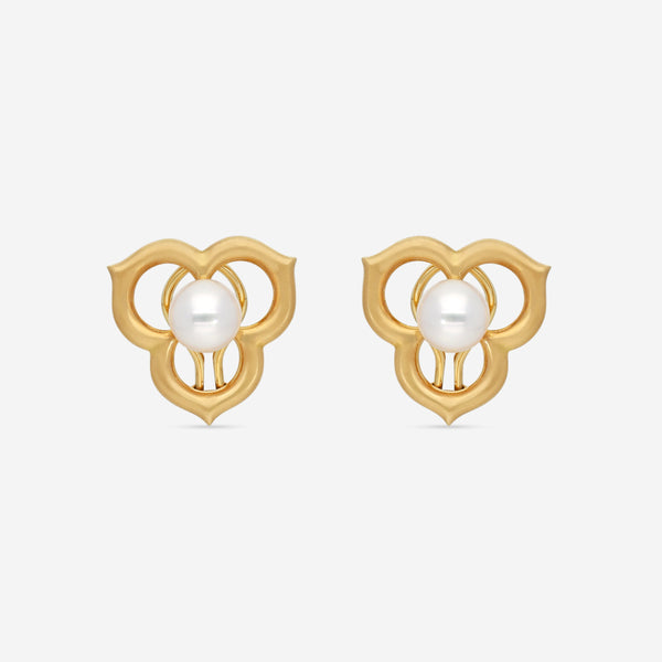 Assael 18K Yellow Gold Japanese Akoya Cultured Pearl Open Petal Earrings ACE0035 - THE SOLIST