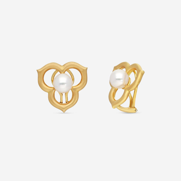 Assael 18K Yellow Gold Japanese Akoya Cultured Pearl Open Petal Earrings ACE0035 - THE SOLIST