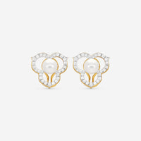 Assael Angela Cummings 18K Yellow Gold Diamond & Akoya Cultured Pearl Open Petal Earrings ACE0184
