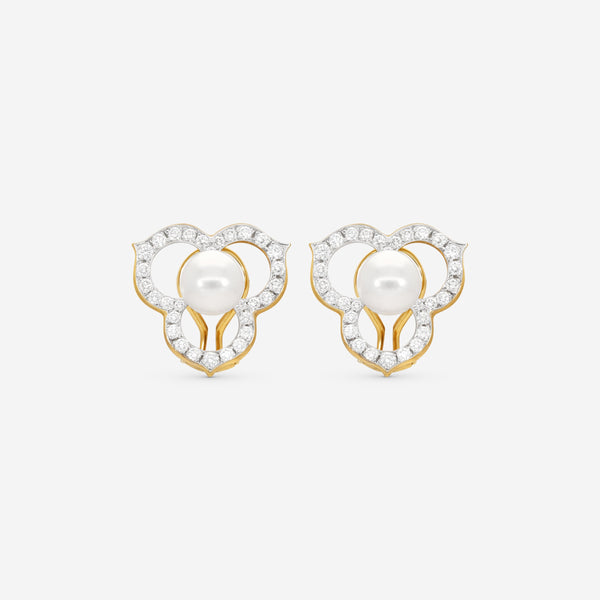 Assael Angela Cummings 18K Yellow Gold Diamond & Akoya Cultured Pearl Open Petal Earrings ACE0184