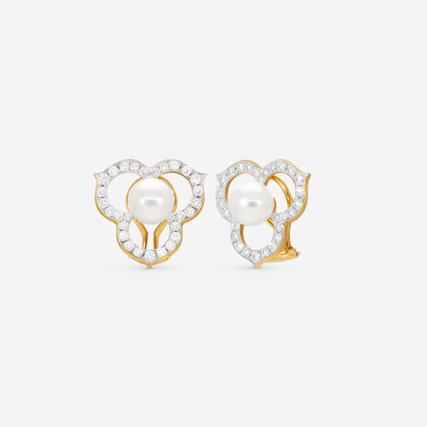 Assael Angela Cummings 18K Yellow Gold Diamond & Akoya Cultured Pearl Open Petal Earrings ACE0184