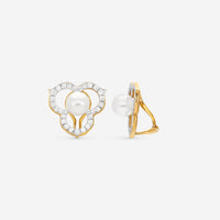 Assael Angela Cummings 18K Yellow Gold Diamond & Akoya Cultured Pearl Open Petal Earrings ACE0184