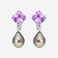Assael Platinum Amethyst & Tahitian Natural Color Cultured Pearl Detachable Drop Earrings ECO-TAM00004 - THE SOLIST