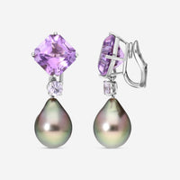Assael Platinum Amethyst & Tahitian Natural Color Cultured Pearl Detachable Drop Earrings ECO-TAM00004 - THE SOLIST