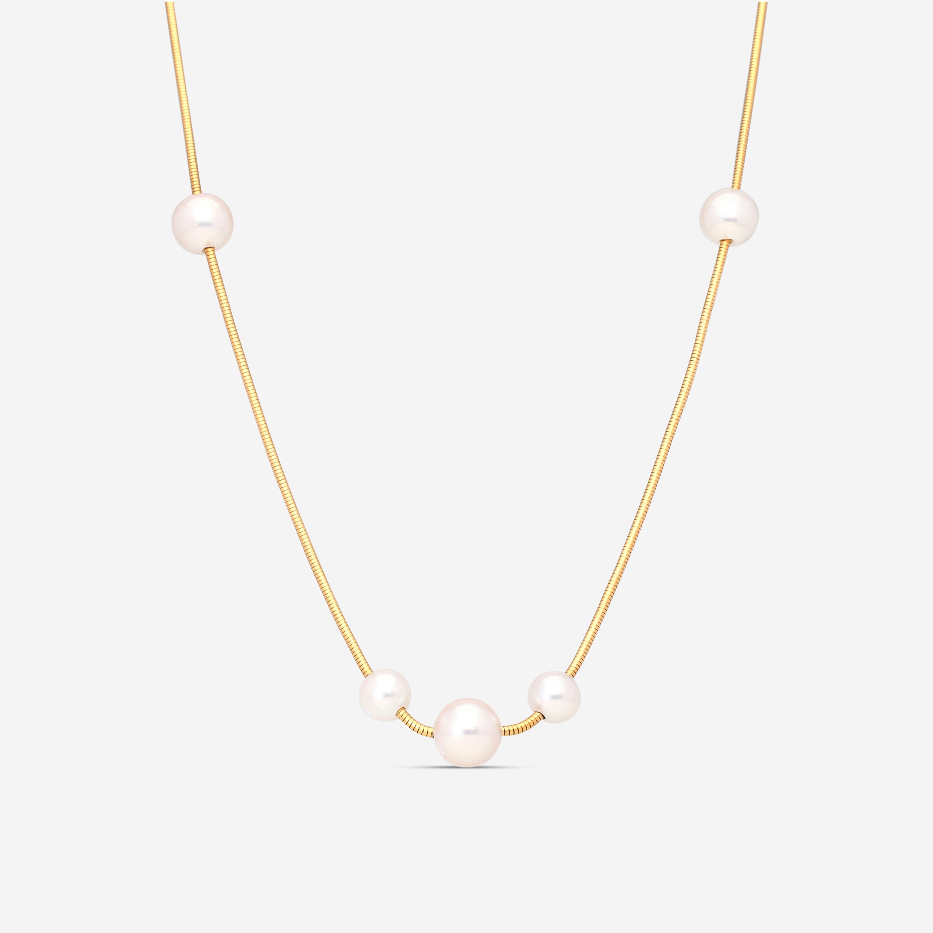 Assael 18K Yellow Gold Japanese Akoya Pearl Silk Necklace NSA6595Y36-19