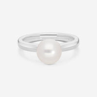 Assael 18K White Gold Single Akoya Cultured Pearl Ring Sz. 6.75 R4104