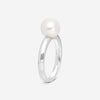 Assael 18K White Gold Single Akoya Cultured Pearl Ring Sz. 6.75 R4104