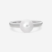 Assael Kelly 18K White Gold Single Akoya Pearl Ring Sz. 6.75 R4132