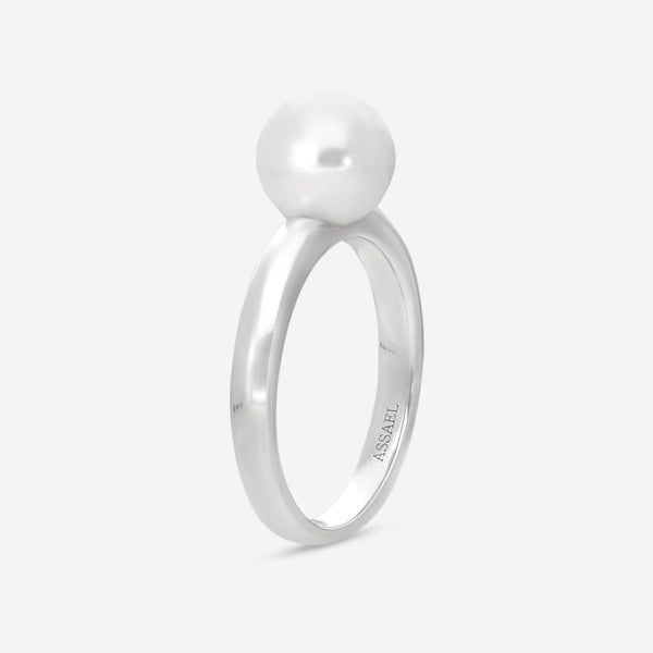 Assael Kelly 18K White Gold Single Akoya Pearl Ring Sz. 6.75 R4132