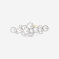 Assael 18K Yellow Gold Japanese Akoya Cultured Pearl Linear Bubble Ring Sz. 7 RBU16AY-7