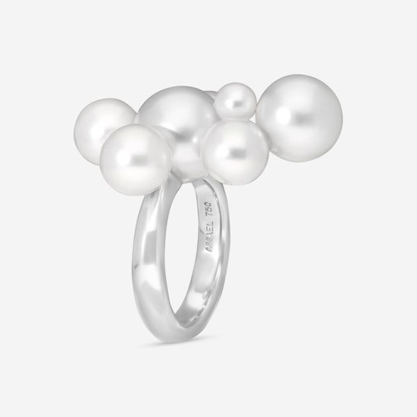 Assael 18K White Gold South Sea & Japanese Akoya Cultured Pearls Multi Bubble Ring Sz. 7 RBUMS-9 - THE SOLIST