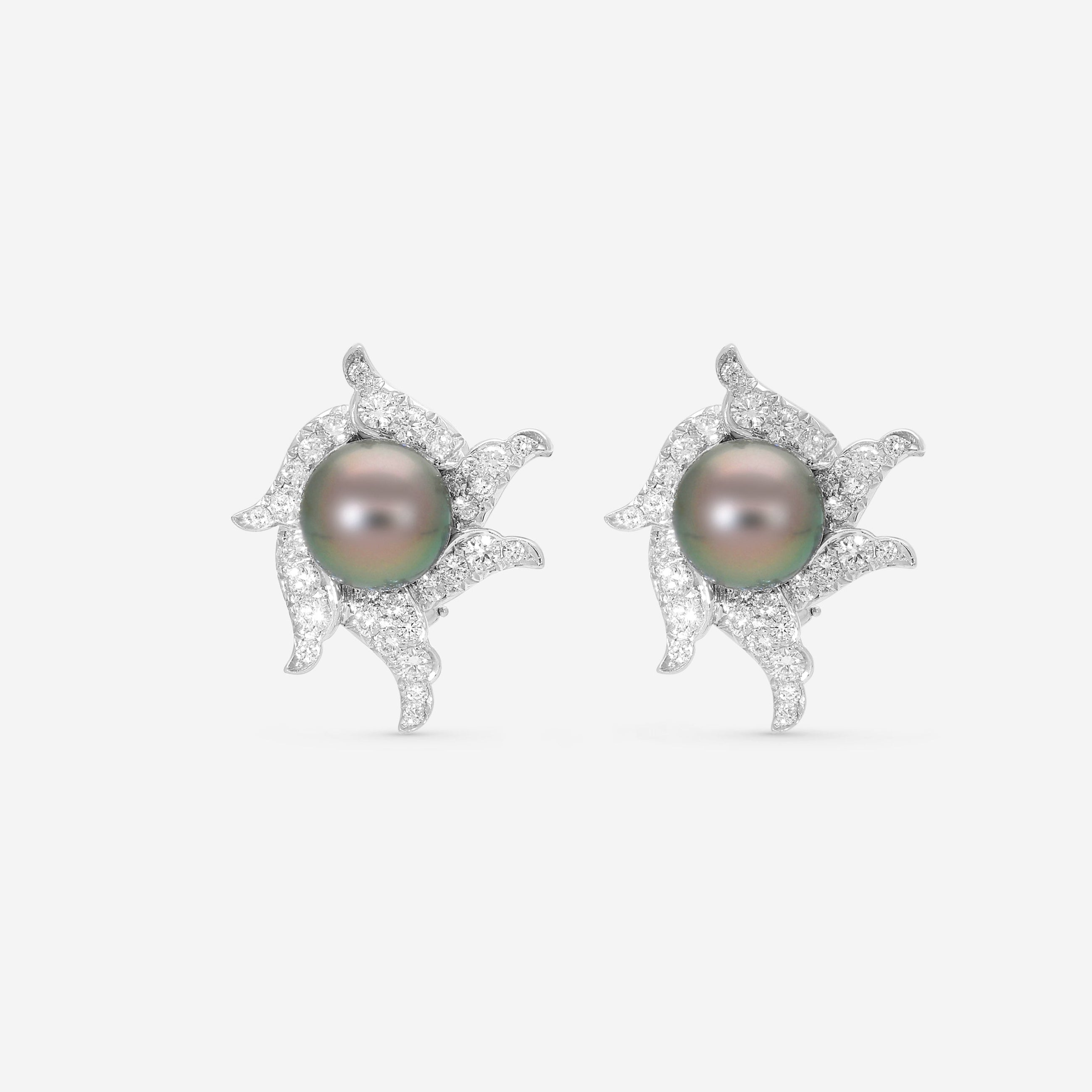 Assael Angela Cummings Platinum & 18K White Gold Pearl & Diamond Wave Earrings ACE0087
