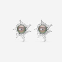 Assael Angela Cummings Platinum & 18K White Gold Pearl & Diamond Wave Earrings ACE0087