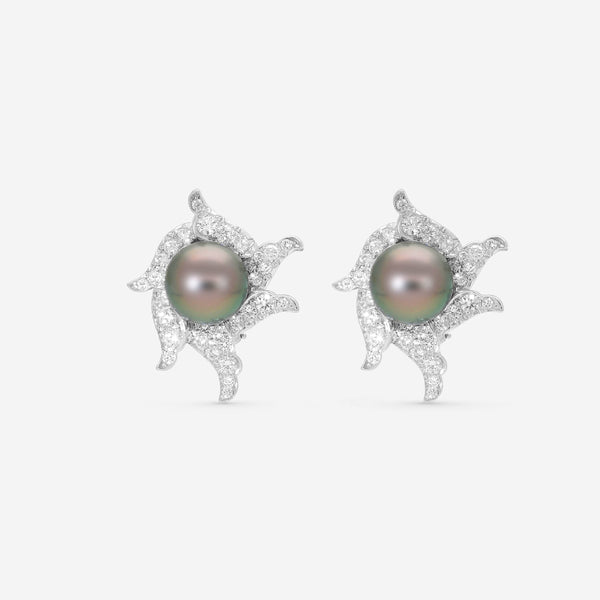 Assael Angela Cummings Platinum & 18K White Gold Pearl & Diamond Wave Earrings ACE0087