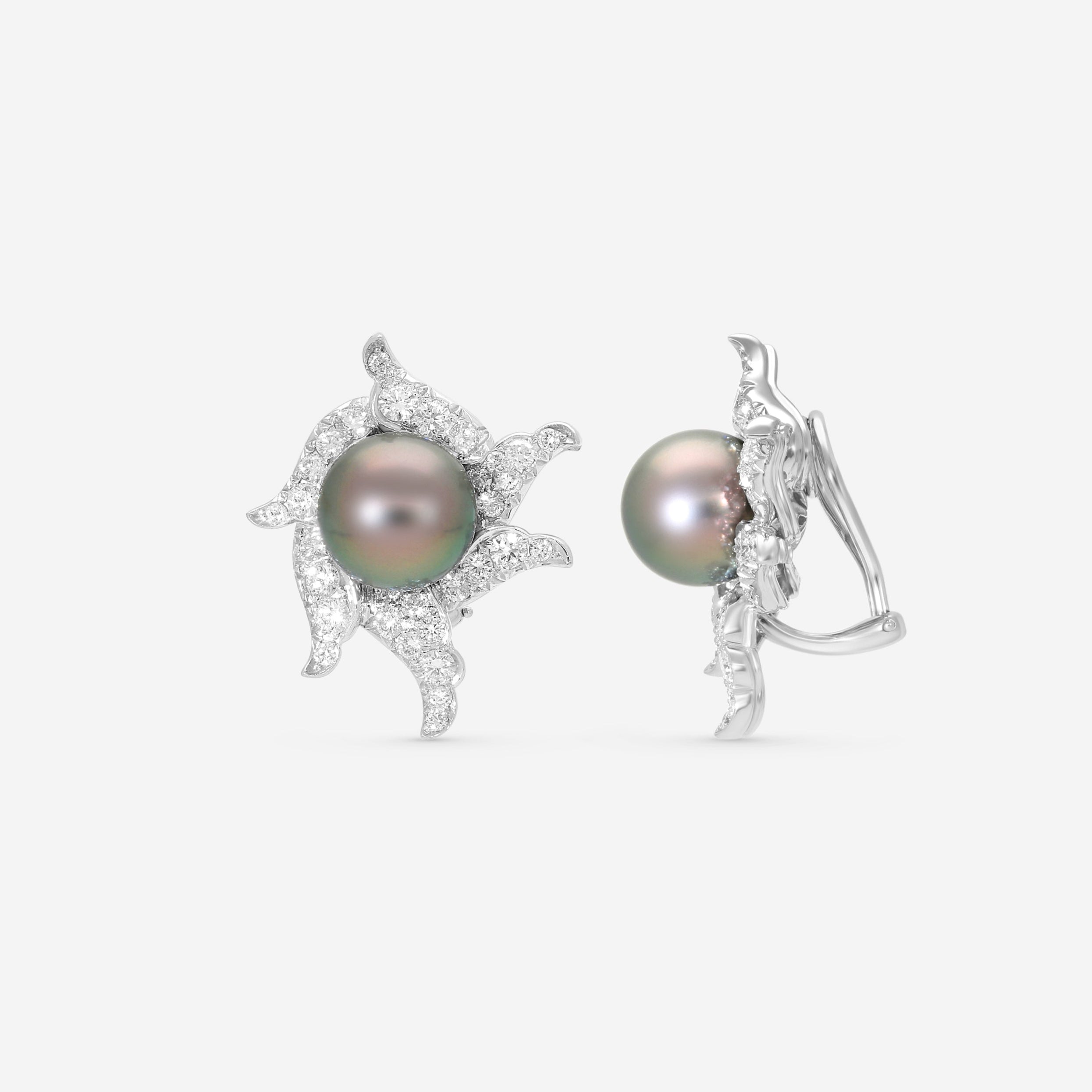Assael Angela Cummings Platinum & 18K White Gold Pearl & Diamond Wave Earrings ACE0087