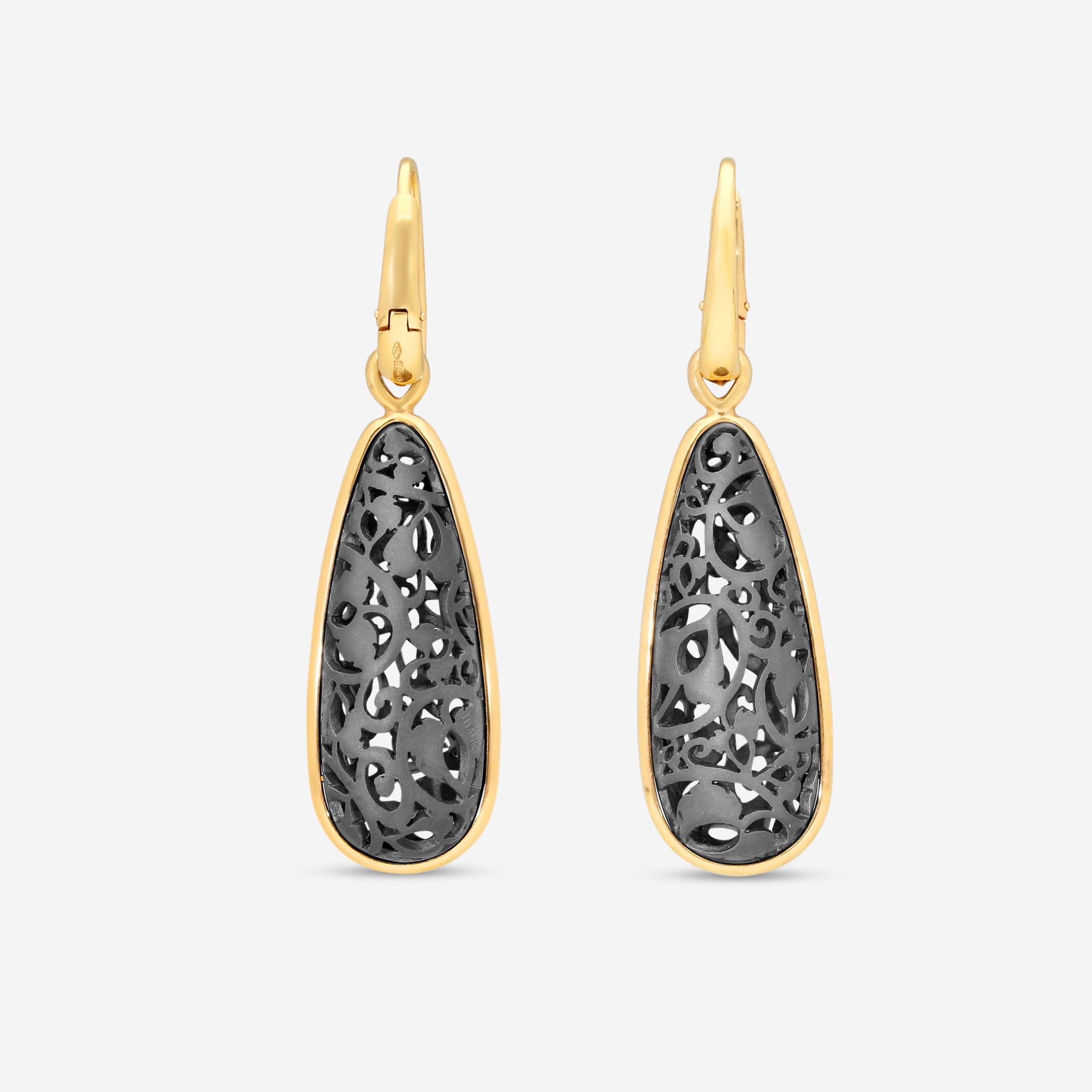 Pomellato Arabesque 18K Rose Gold Titanium Drop Earrings O.B503/T/07-94 - THE SOLIST