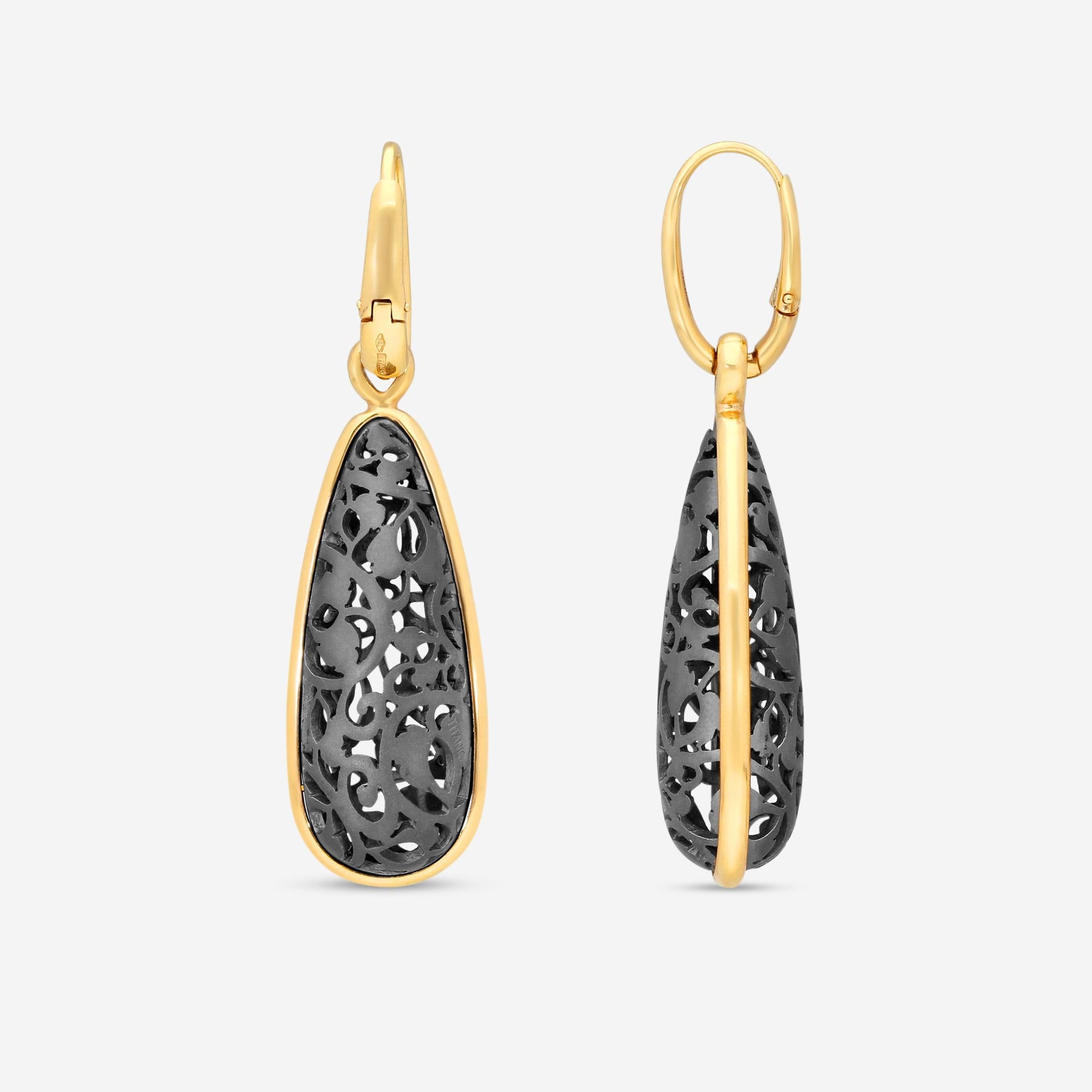 Pomellato Arabesque 18K Rose Gold Titanium Drop Earrings O.B503/T/07-94 - THE SOLIST
