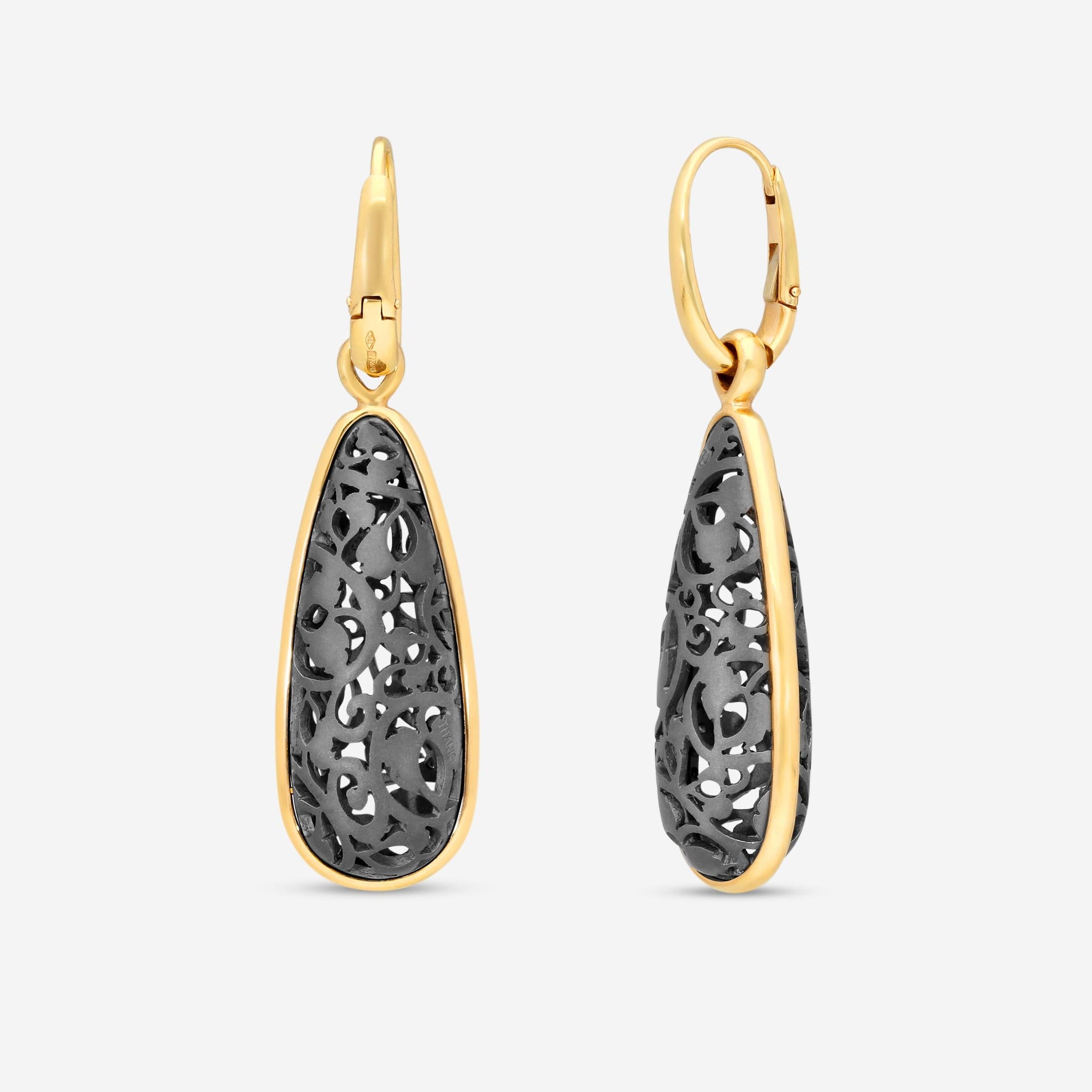 Pomellato Arabesque 18K Rose Gold Titanium Drop Earrings O.B503/T/07-94 - THE SOLIST