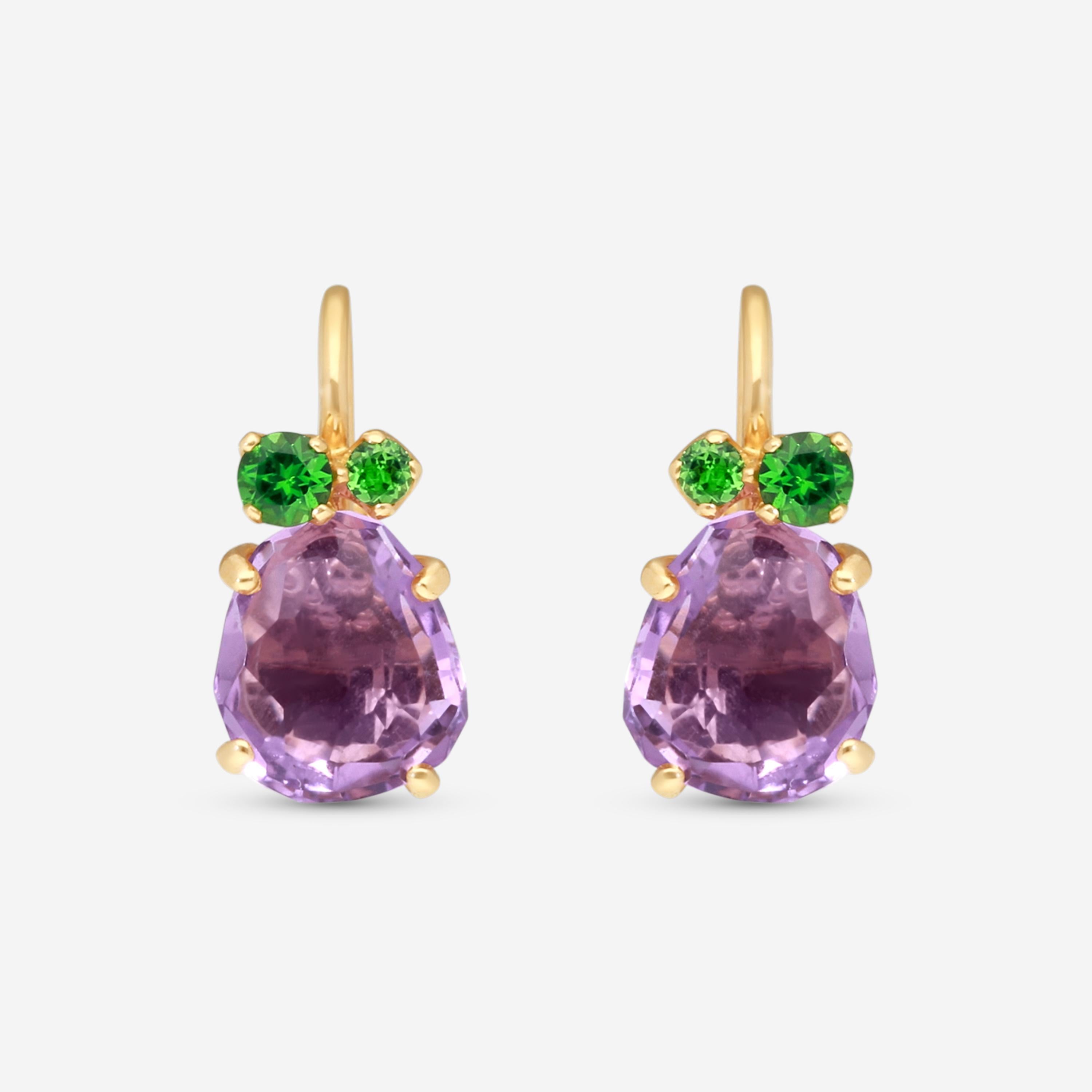 Pomellato Bahia 18K Rose Gold Amethyst and Tsavorite Drop Earrings O.B203/07OIT7-108 - THE SOLIST